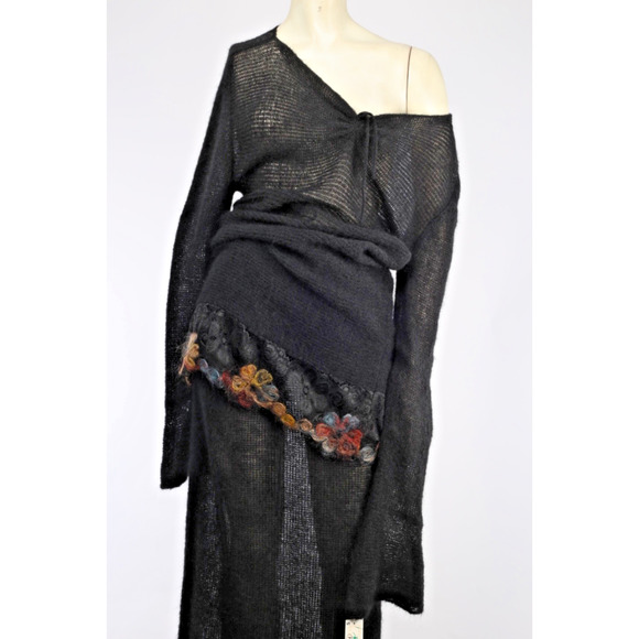 Vintage Marie Louise Angora Sheer Sweater Maxi Skirt Set Avant Garde Size 44 - Picture 3 of 16